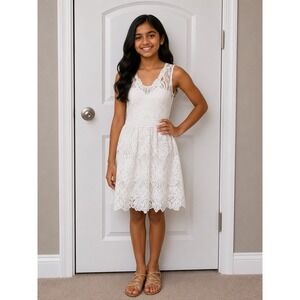Rare Editions Girls Dress Crochet Lace White size 14 NWT